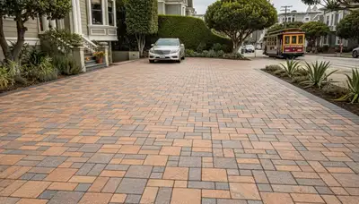 Interlocking paver driveway installation in San Francisco, CA by professional landscaping experts
