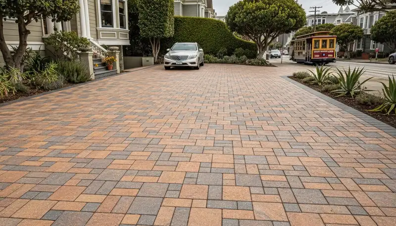 Interlocking paver driveway installation in San Francisco, CA by professional landscaping experts