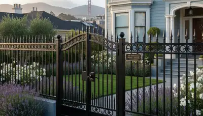 Black ornamental metal fence installation by landscaping experts in San Francisco, CA