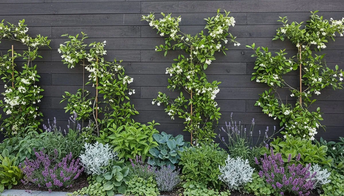 Fence with climbing plants and landscape beds by Chop Chop Landscaping in San Francisco, CA