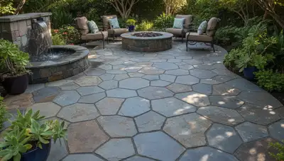 Flagstone patio installation with natural stone pavers by Chop Chop Landscaping in San Francisco, CA
