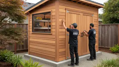 New backyard shed installation by landscaping experts in San Francisco, CA