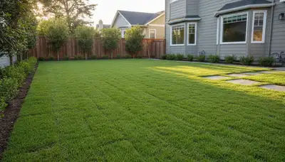 Freshly installed vibrant green sod lawn by Chop Chop Landscaping in San Francisco, CA