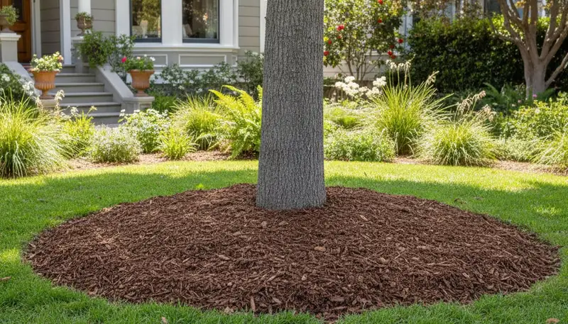 Professional circular tree mulch ring landscaping in San Francisco, CA by Chop Chop Landscaping